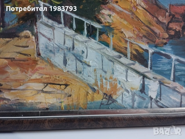 Маслена картина,, Старият Созопол "-подписана., снимка 4 - Антикварни и старинни предмети - 54135243