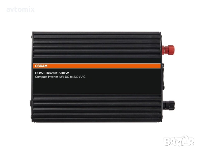 Монофазен токов инвертор Osram POWERinvert 500 12V DC към 230V AC, 500W, 2.1A USB, снимка 2 - Аксесоари и консумативи - 54367549