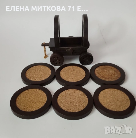 Ретро комплект от 6 бр.поставки за чаши+стойка