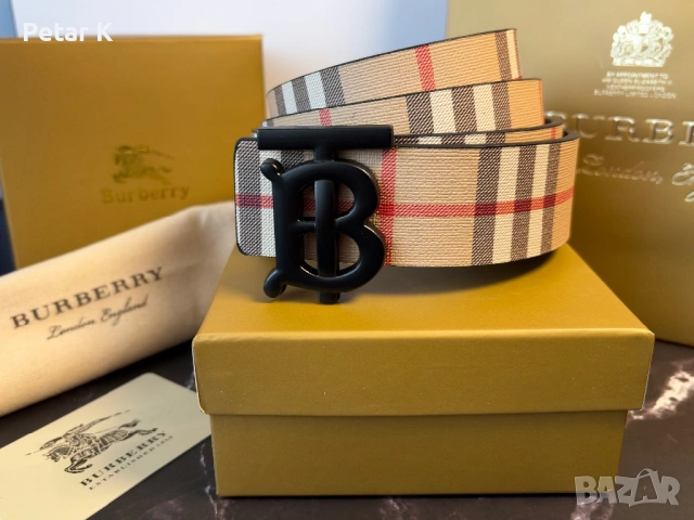 Мъжки Колан Естествена Кожа Burberry, снимка 2 - Колани - 54678805