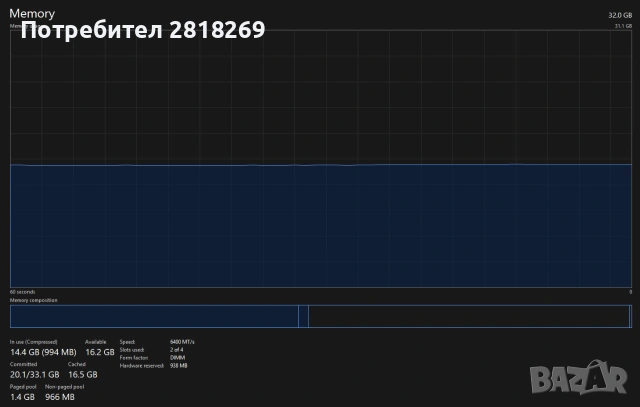 RAM памет Corsair Vengeance DDR5 – 32GB, 6400MHz, снимка 4 - RAM памет - 55171754