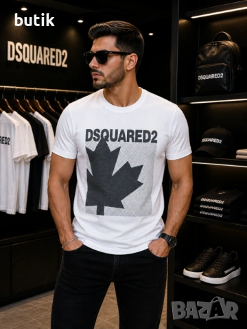 DSQUARED2 бяла мъжка тениска с кленов лист – S, XXL, снимка 2 - Тениски - 54427086