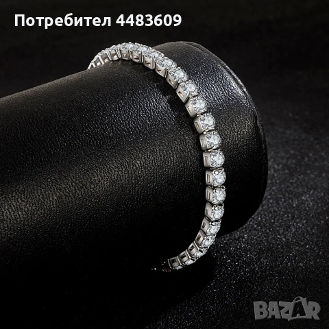 Сребърна гривна с цирконии , снимка 2 - Гривни - 54133956