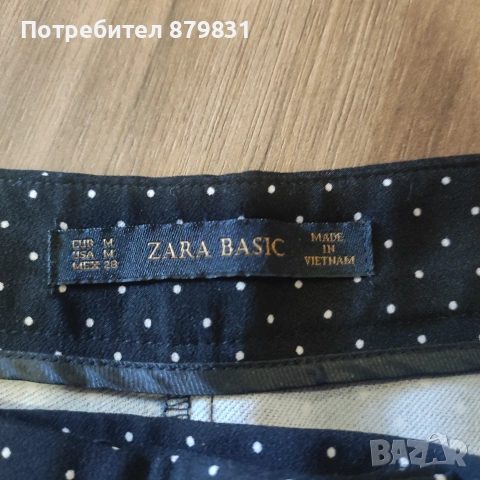 Дамски черен панталон на точки ZARA, размер, снимка 2 - Панталони - 55273472