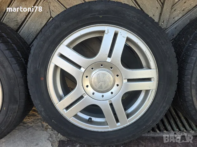4бр. оригинални алуминиеви джанти за VW 16 цола, 5x112, със зимни гуми, снимка 3 - Гуми и джанти - 55341203