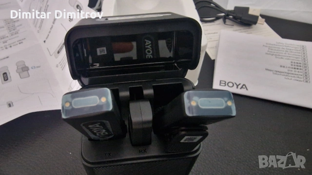 Безжичен мобилен микрофон BOYA BY-V30, за Android/iPhone, 2 души, 100 м, 36 ч, с калъф за зареждане , снимка 7 - Микрофони - 54865409