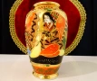 Порцеланова ваза Satsuma,злато,емайли,печат. , снимка 2