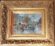 Стара авторска картина,масло Франция 19век, снимка 6