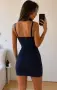 Къса рокличка в тъмно син цвят Bodycon style, снимка 2