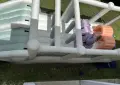 Бял надуваем батут с препядствия , снимка 7
