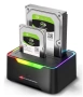 Докинг станция за RGB твърд диск, двойна докинг станция за 2,5/3,5 инча SATA HDD SSD,клониране..., снимка 1