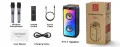 Караоке колона с 2 безжични микрофона, Bluetooth, 200W Peak, TWS и LED светлини, снимка 4