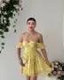 - 40 % Кукленска шифонена рокля на цветя , цвят жълт, снимка 1
