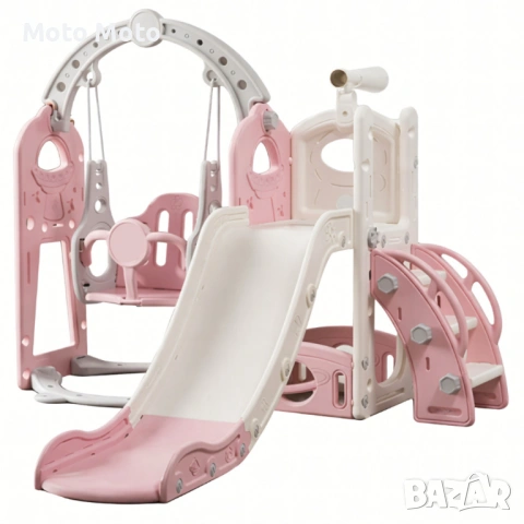 Детска пързалка с люлка 4 в 1 – за дома и двора, стабилна и безопасна конструкция
