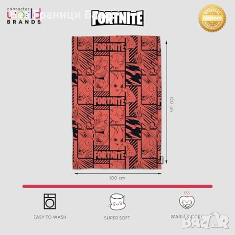 Ново Fortnite меко одеяло 100x150 см гейминг дизайн меко топло с герои за фенове идеален подарък, снимка 3 - Олекотени завивки и одеяла - 54561472