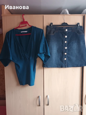 Сет от дънкова пола Морган и блуза за пролет/лято