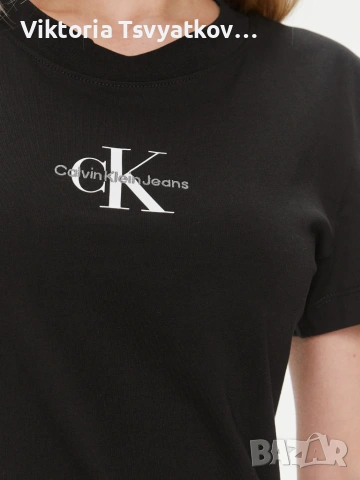 2 тениски Calvin Klein Jeans - Monologo, Slim Fit (черна и бяла), снимка 5 - Тениски - 55211959