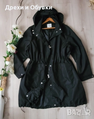 Черно яке с качулка пролетно есенен модел , снимка 2 - Якета - 54095611