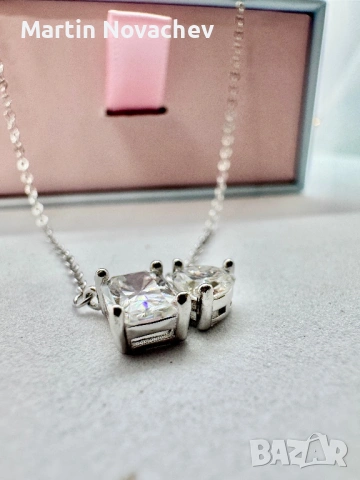 Сребърно колие с мойсанит (Диамант) 1.5 карата, снимка 11 - Колиета, медальони, синджири - 54129852