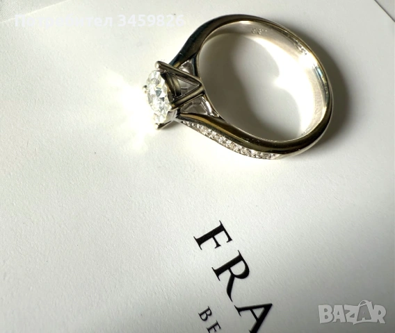 Златен пръстен с диаманти, снимка 5 - Пръстени - 54196468