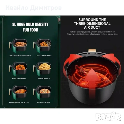 Air Fryer S-18, Фритюрник с горещ въздух, Дигитален, 2400 W 8 литра | SILVER CREST, снимка 4 - Фритюрници - 55040298