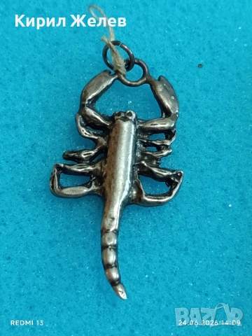 Атрактивен сребърен медальон СКОРПИОН 🦂 ювелирна изработка 28244, снимка 4 - Колиета, медальони, синджири - 55030750