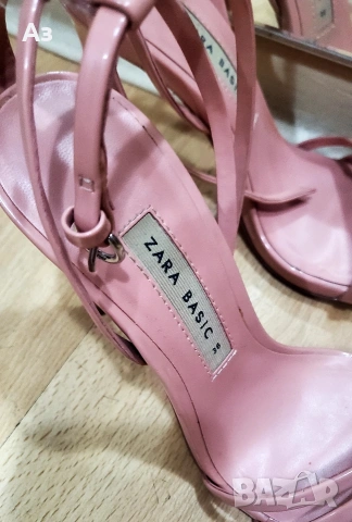 Елегантни розови сандали на ток Zara Basic, снимка 2 - Сандали - 54919288