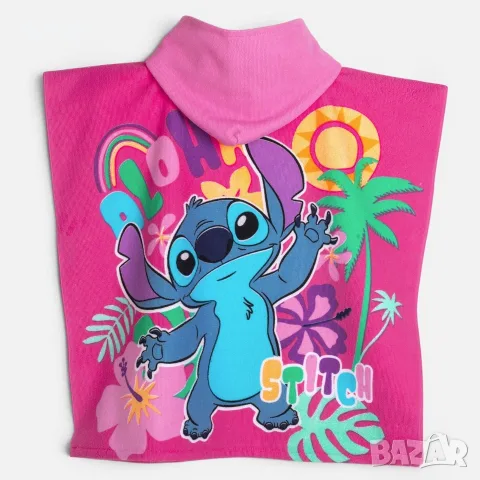Лятно пончо за плаж Stitch в розов цвят 60 x 120 см_1260436, снимка 2 - Хавлии и халати - 55621542