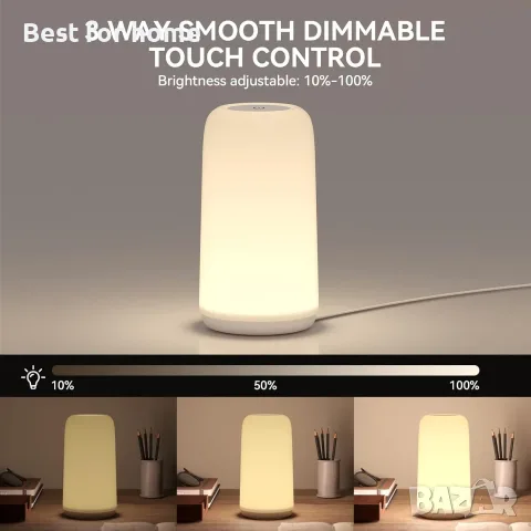 LED лампа за нощно шкафче с тъчскрийн, [Елегантен дизайн и RGB режим] , снимка 4 - Настолни лампи - 55603077
