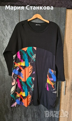 Голям размер туники рокли с дълъг ръкав, снимка 5 - Туники - 54162751