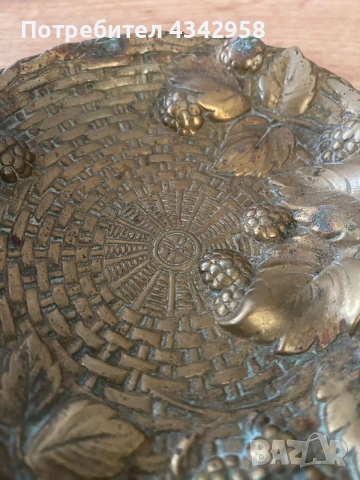 Антикварна(1900-1915 г.)бронзова кошничка с дръжка – Dinant, Белгия, Art Nouveau., снимка 5 - Антикварни и старинни предмети - 55099957