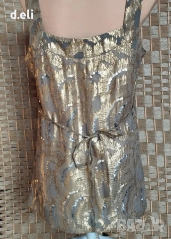Miss me collection. Size M Златист топ от Коприна, снимка 5 - Корсети, бюстиета, топове - 54437538