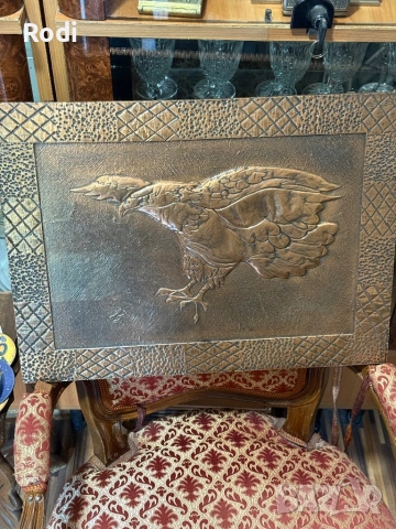 две стари медни картини с орли, снимка 2 - Картини - 54882681
