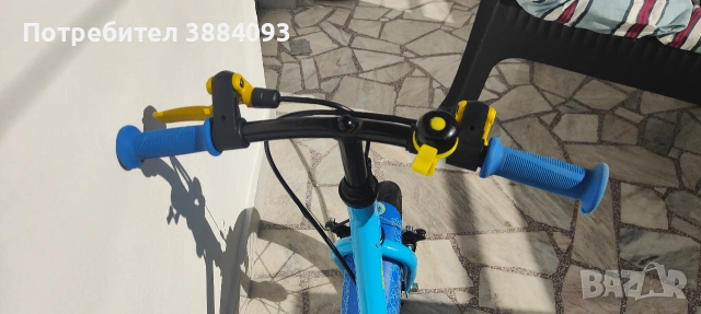 Детско колело Btwin 500 Ocean, 14", синьо, с помощни колела – 3-5 години, снимка 6 - Велосипеди - 55175964