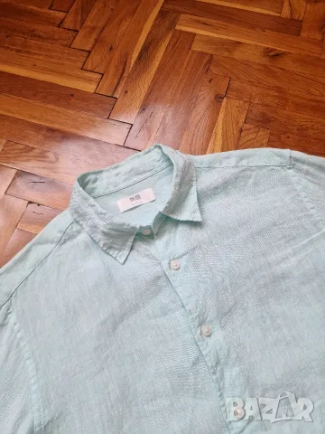 Страхотна мъжка ленена риза UNIQLO размер S , 100% лен , снимка 3 - Ризи - 55656620