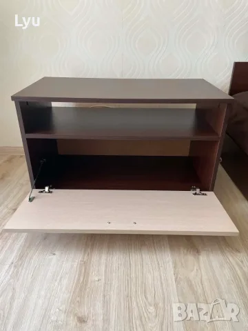 ТВ шкафче с падаща вратичка – венге/сонома, снимка 3 - Шкафове - 55595336