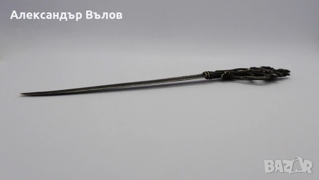 Винтидж нож за писма BMF (Западна Германия), три заека, имперски стил, посребрен, снимка 5 - Антикварни и старинни предмети - 54989248