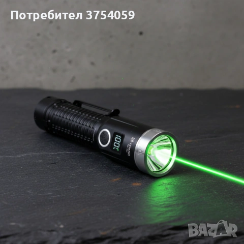 LED фенер YEMAO YM-F701 със зелен лазер - USB и дисплей, снимка 2 - Прожектори - 55183812