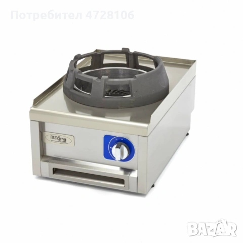 Професионален газов уок котлон с мощност 12 kW и чугунен пръстен Ø28 см