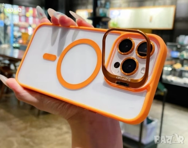iPhone 17,16,15 всички модели Magsafe case с протектори за камерата,стойка 3цвята, снимка 4 - Калъфи, кейсове - 55090305