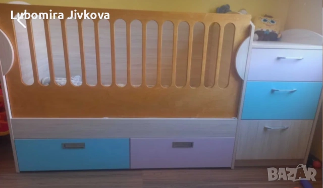  Стилна бебешка кошара + повивалник и шкафчета, снимка 2 - Кошарки - 54202191