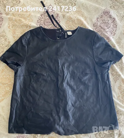 Черна кожена тениска H&M, размер 40 (M)
