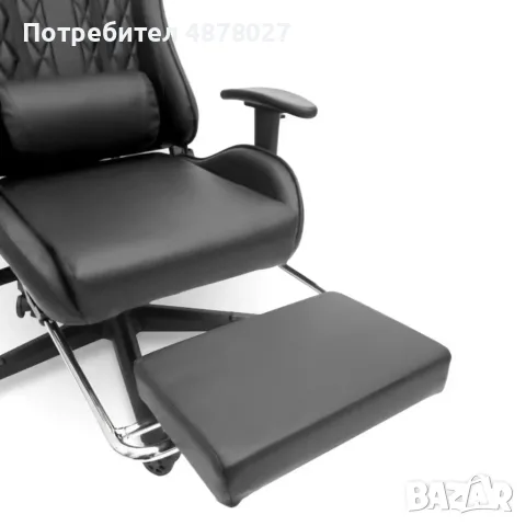 Геймърски стол с прибираща се подложка за крака и функция за масаж - черен, снимка 8 - Геймърски - 55562350