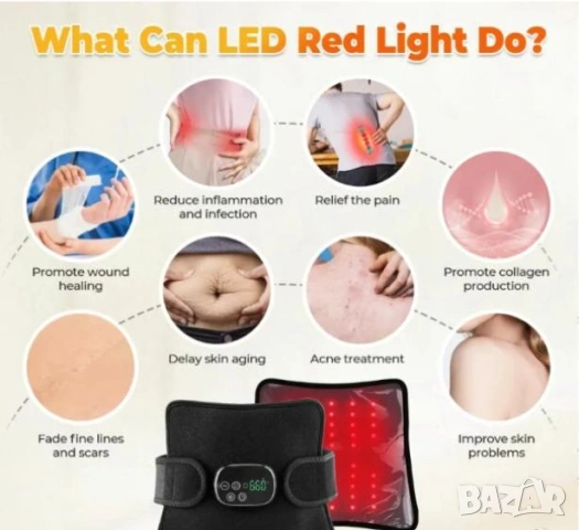 Безжичен LED Инфрачервен Масажор Червена Светлина Дълбоко Облекчаване Тяло Гръб Колене Стави Мускули, снимка 6 - Масажори - 54474385