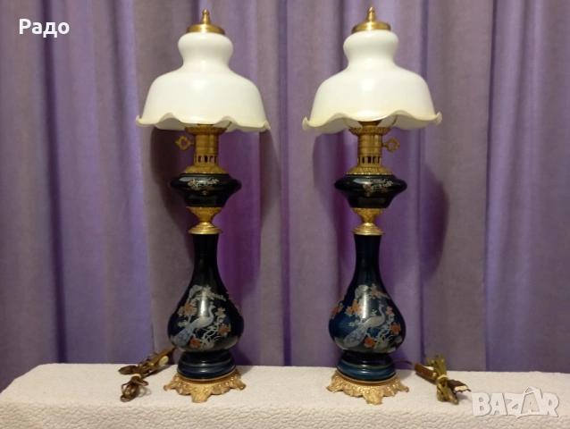 Комплект от две уникални много големи масивни френски лампи - лампа