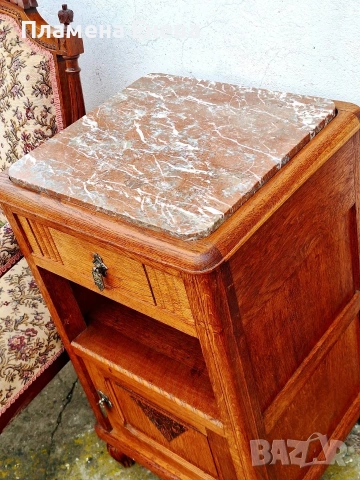 Антикварно шкафче с мраморен плот , снимка 3 - Шкафове - 53967416