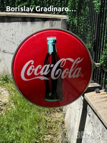 Светеща Кръгла рекламна табела на Coca-Cola 70 см.