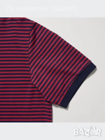 НОВА оригинална мъжка памучна синьо-червена поло тениска с яка UNIQLO размер L от САЩ, снимка 2 - Тениски - 55561630