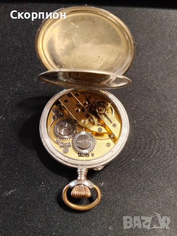 Швейцарски СРЕБЪРЕН джобен часовник FRIEDE с позлата - 10 РУБИНА ПРОМОЦИЯ, снимка 17 - Джобни - 48361909