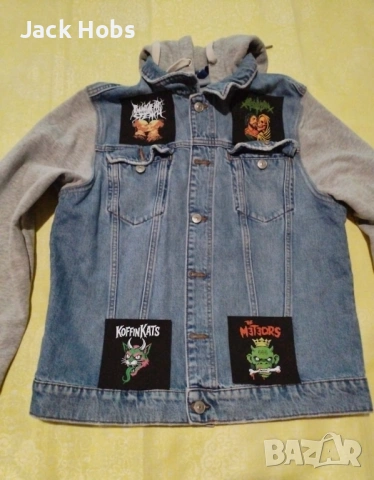 Дънков суичър с нашивки 